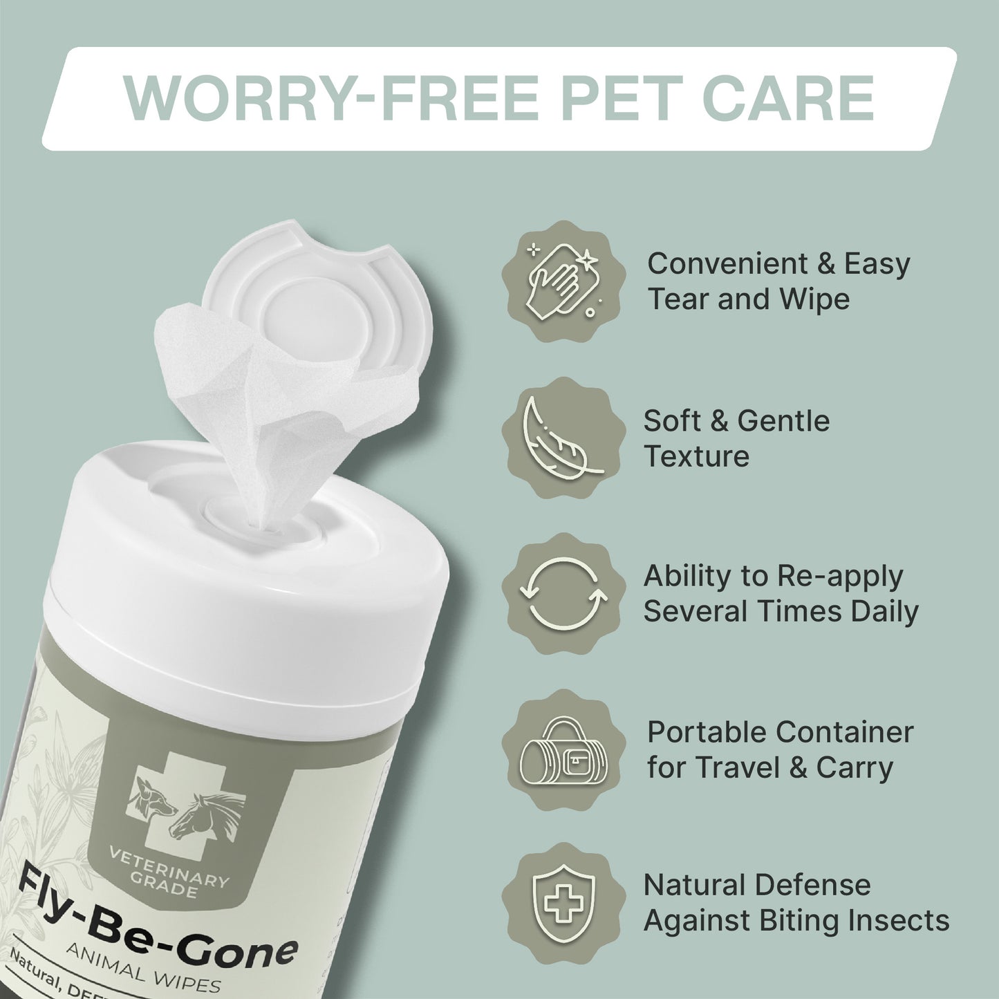 Fly-Be-Gone Natural Insect Repellent Wipes