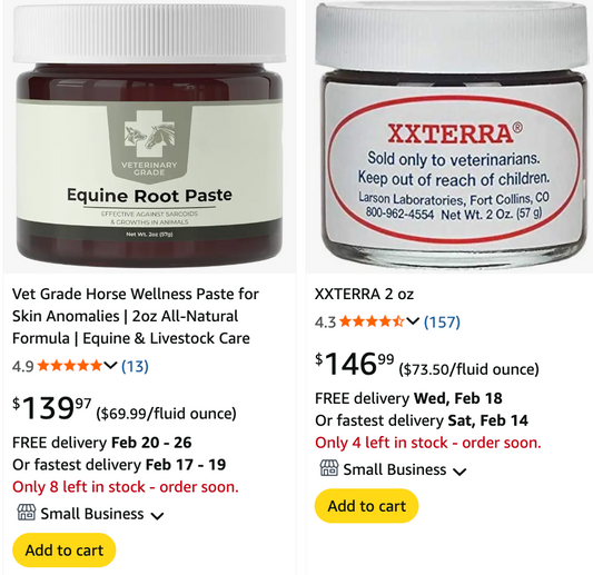 What is the difference between XxTerra and Veterinary Grade bloodroot paste?