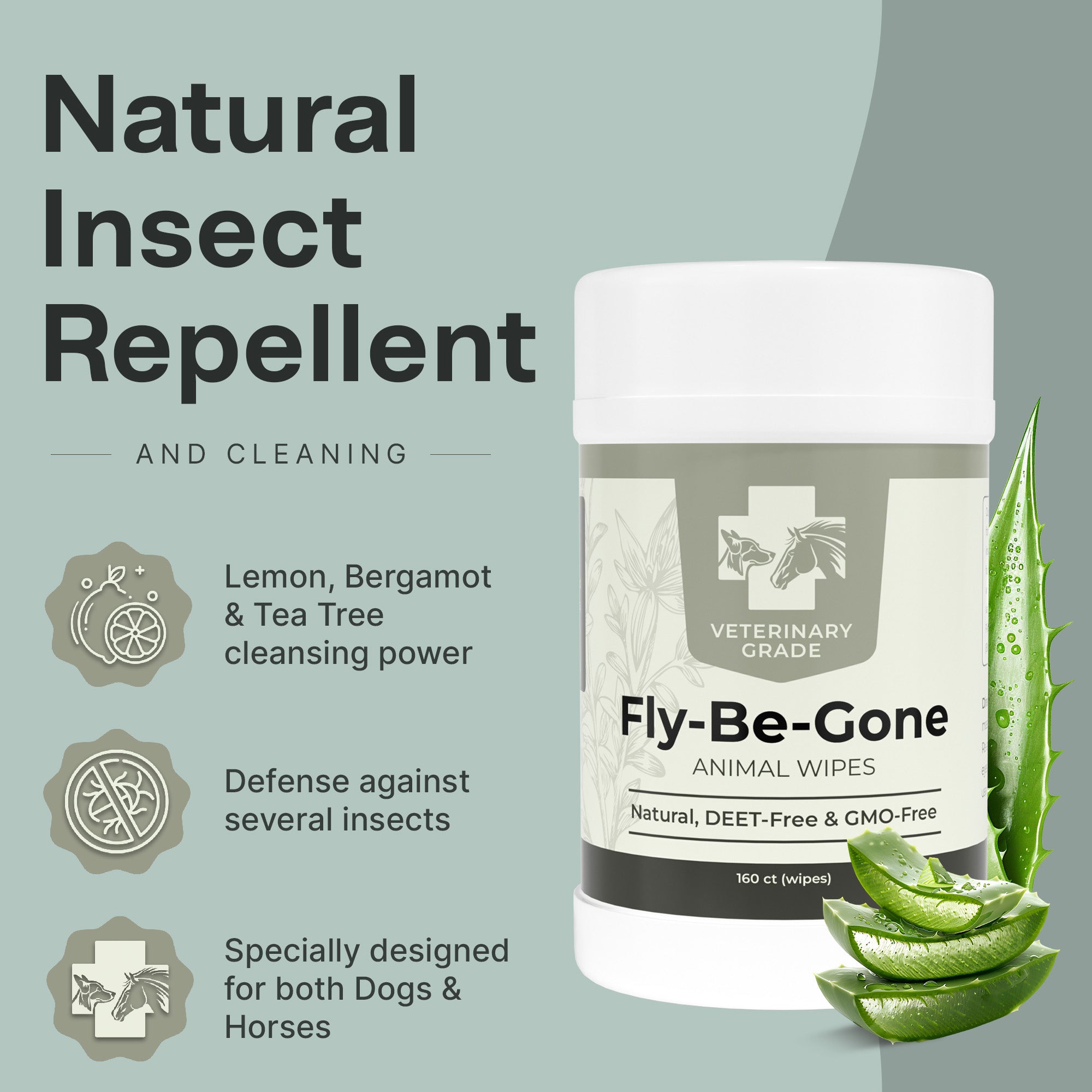 Fly-Be-Gone Natural Insect Repellent Wipes – Veterinary Grade