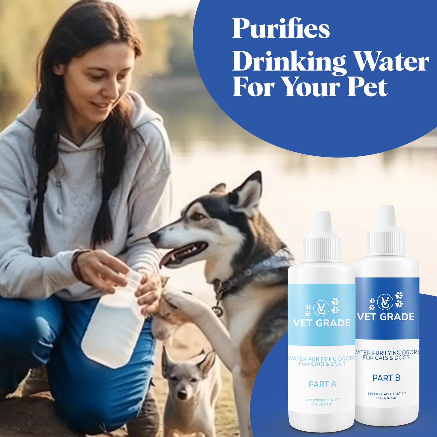 Veterinary Grade Water Purifying Drops for Pets (2oz Plastic Set)